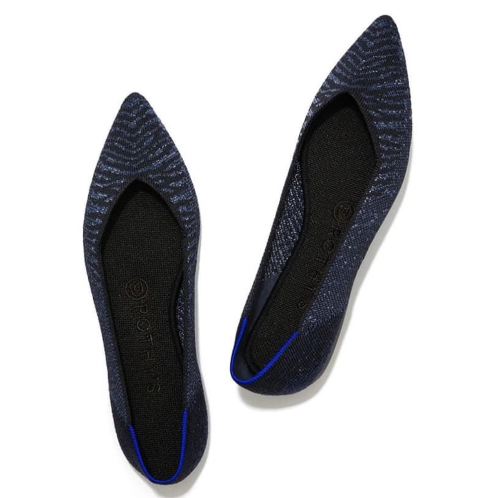 🆕 Rothy's The Point Night Metallic Woman Flats Size 10 NWOB *RETIRED COLOR*